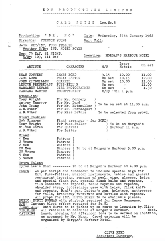 James Bond Images-bond-25-Dr._No_-_Call_Sheet_-_1_24_62.jpg